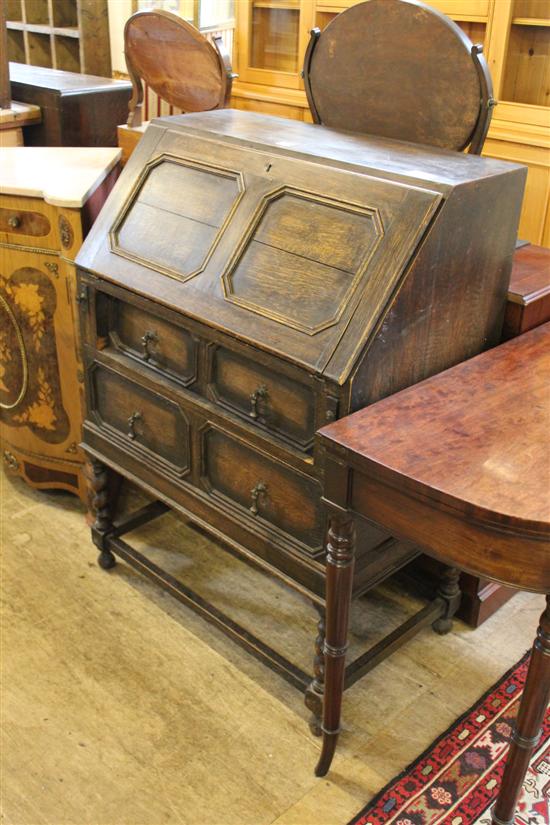 Barley twist oak bureau